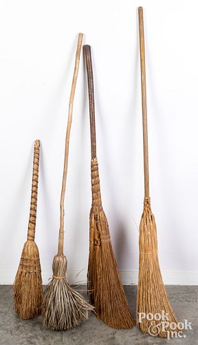 FOUR HEARTH BROOMS, 19TH/20TH