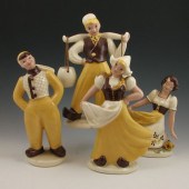 Four Heidi Schoop pottery figu