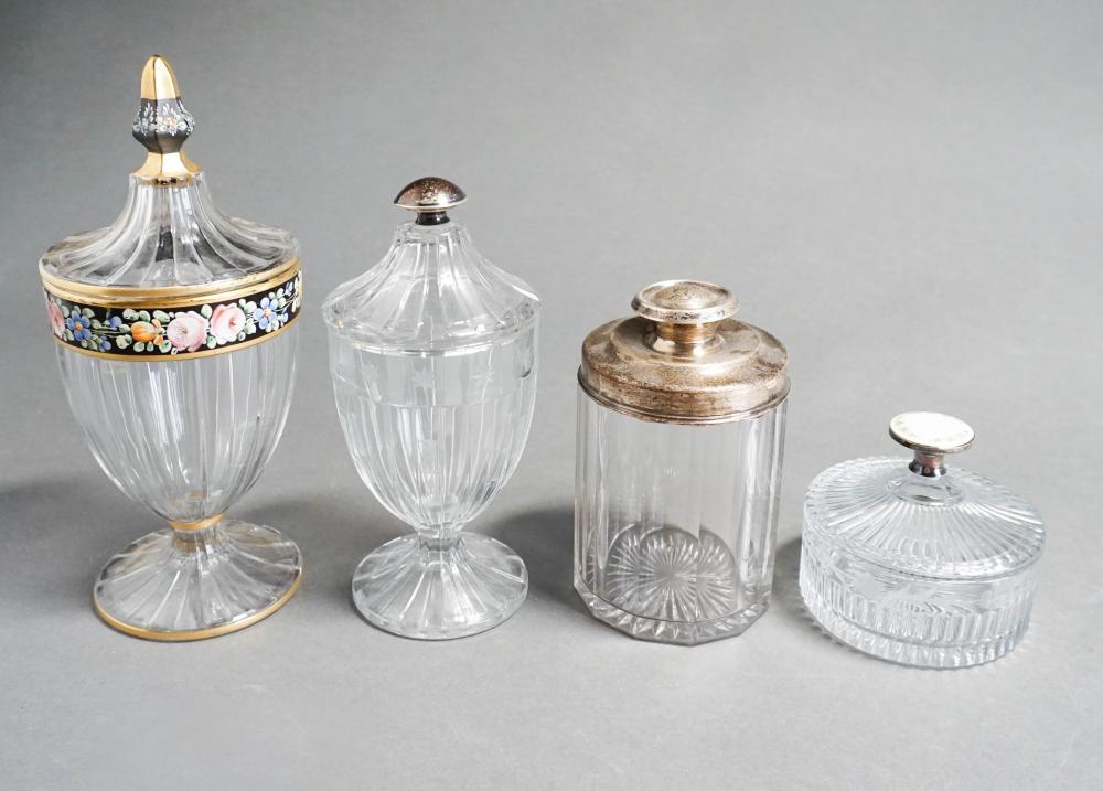 FOUR HEISEY GLASS TABLE