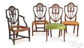 FOUR HEPPLEWHITE MAHOGANY SHIE