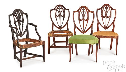 FOUR HEPPLEWHITE MAHOGANY