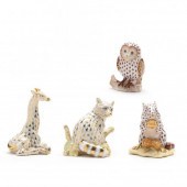 FOUR HEREND BROWN AND GOLD FIS