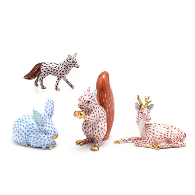 FOUR HEREND FISHNET WOODLAND