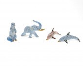 FOUR HEREND PORCELAIN ANIMAL F