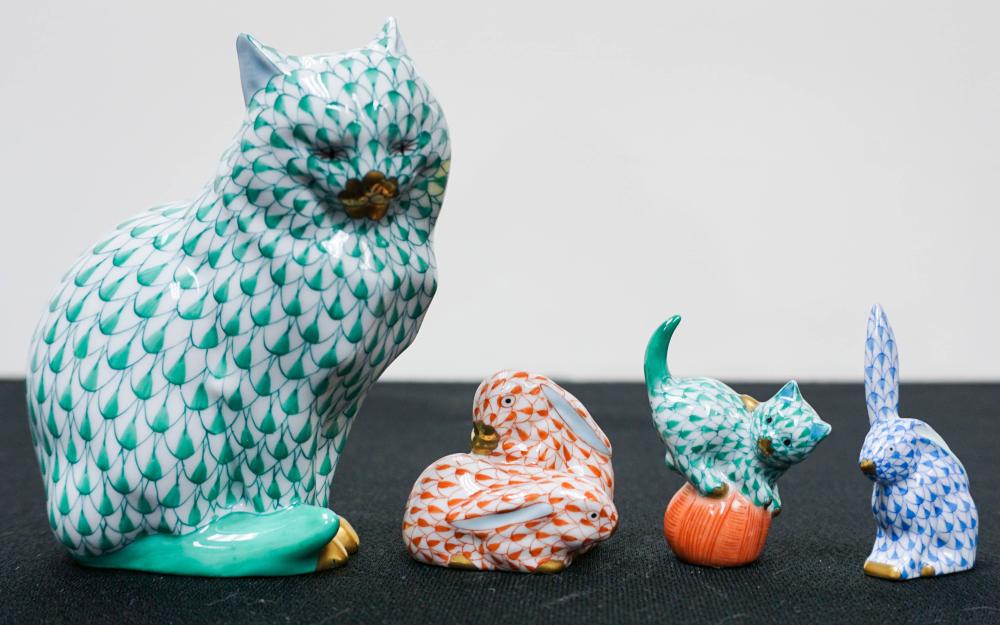 FOUR HEREND PORCELAIN ANIMAL