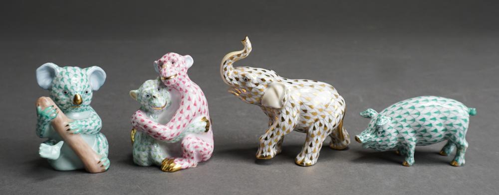 FOUR HEREND PORCELAIN FIGURINES