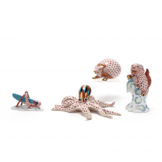 FOUR HEREND PORCELAIN FIGURINES