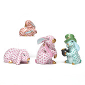 FOUR HEREND PORCELAIN FISHNET