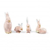 FOUR HEREND PORCELAIN RUST NET