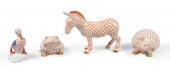 FOUR HEREND PORCELAIN RUST NET