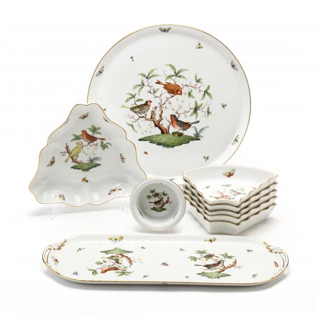 FOUR HEREND ROTHSCHILD BIRD SERVING
