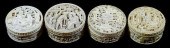 FOUR HIGHLY CARVED IVORY WHIST