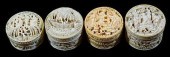 FOUR HIGHLY CARVED IVORY WHIST