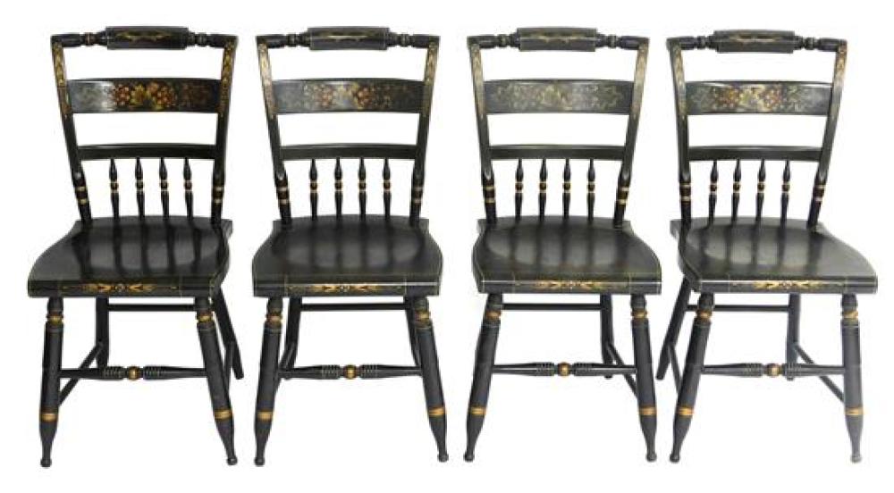 FOUR HITCHCOCK SIDE CHAIRS,