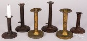 FOUR HOGSCRAPER CANDLESTICKS,