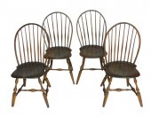 FOUR HOOP BACK WINDSOR CHAIRS,