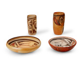 FOUR HOPI POLYCHROME POTTERY V