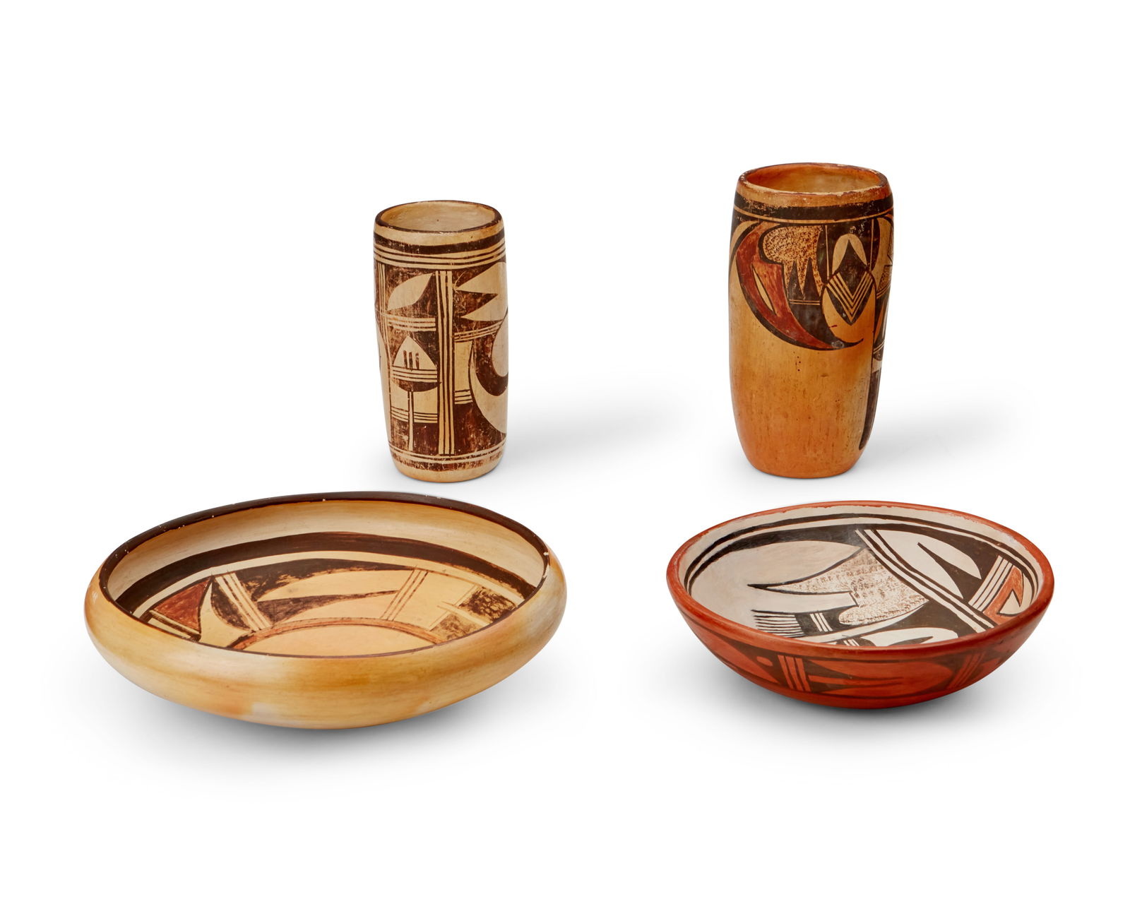 FOUR HOPI POLYCHROME POTTERY