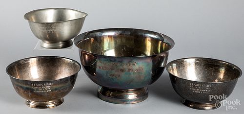FOUR HORSE RACING TROPHIES FOR SILK