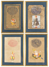 FOUR INDIAN PAINTINGS ON VINTA