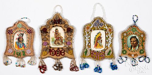 FOUR IROQUOIS INDIAN BEADED PICTURE