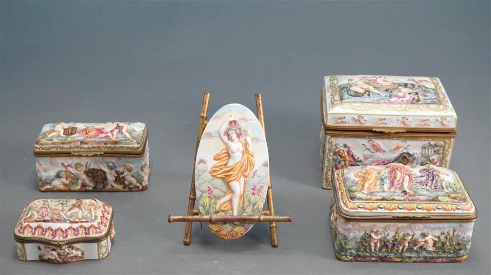 FOUR ITALIAN CAPODIMONTE HINGED