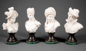 FOUR ITALIAN CARVED MARBLE BUS