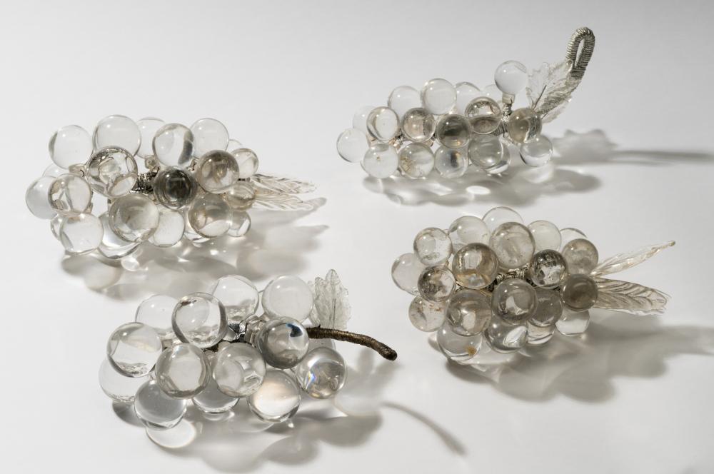 FOUR ITALIAN CLEAR GLASS GRAPE