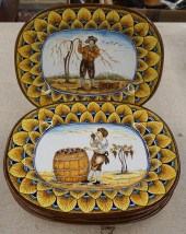 FOUR ITALIAN MAJOLICA ELONGATE