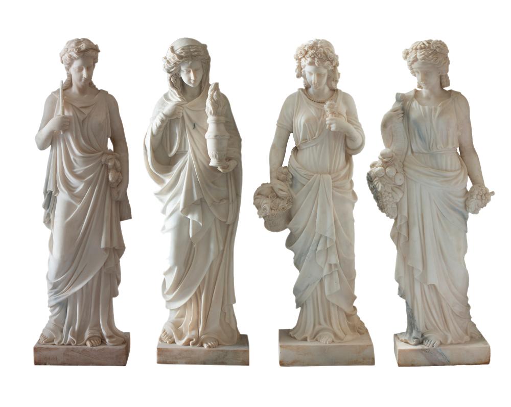 FOUR ITALIAN MARBLE FIGURES OF