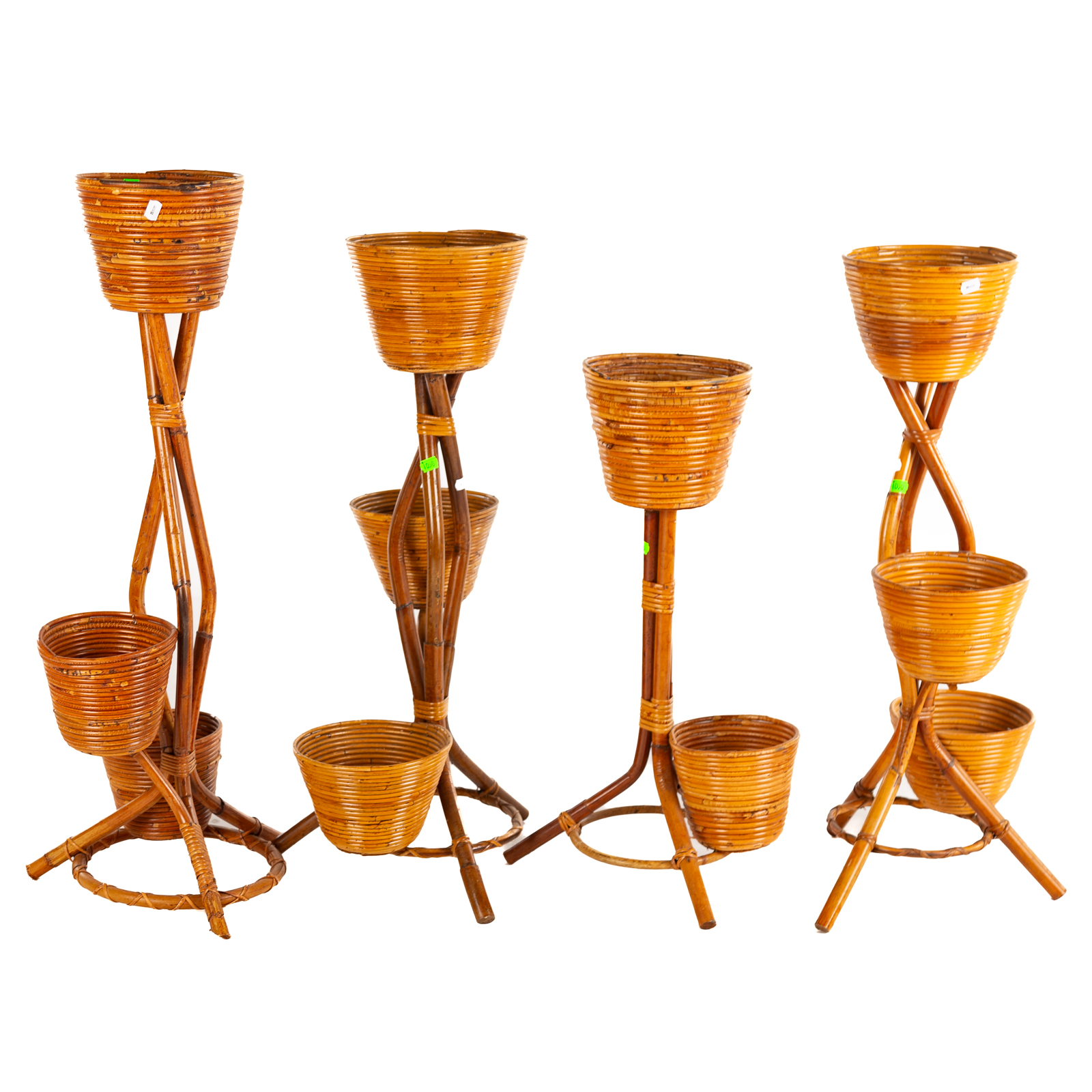 FOUR ITALIAN RATTAN & BAMBOO
