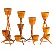 FOUR ITALIAN RATTAN & BAMBOO P