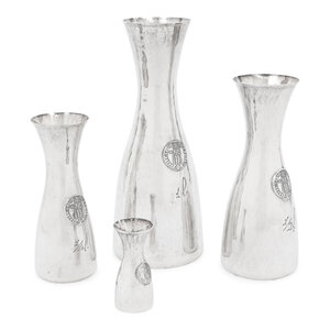Four Italian Silver Carafes