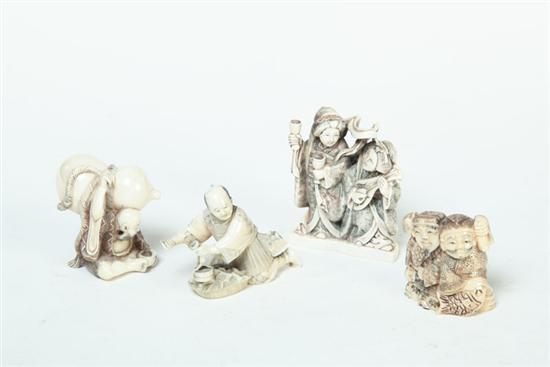 FOUR IVORY FIGURES.  Japan  1st