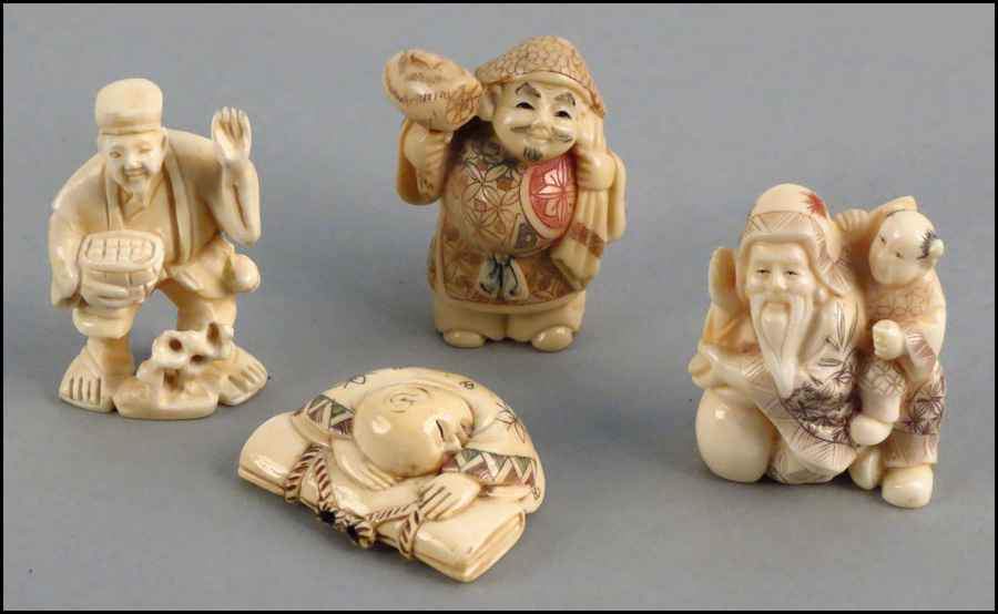 FOUR IVORY NETSUKE. Condition: No