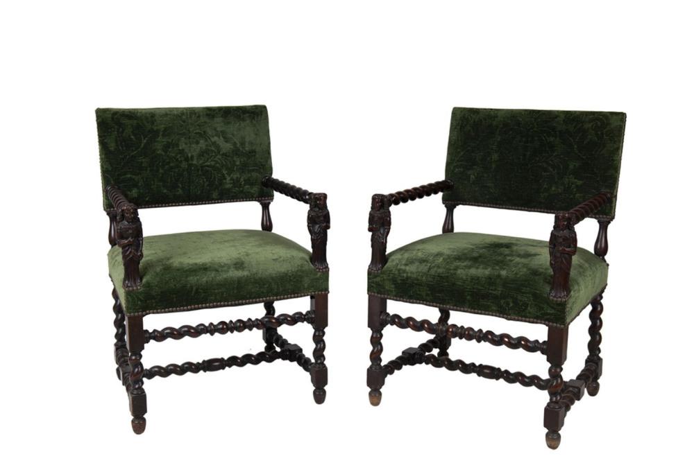 FOUR JACOBEAN STYLE OAK