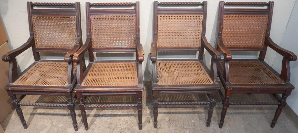 FOUR JACOBEAN STYLE TURNED MAHOGANY