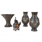 FOUR JAPANESE BRONZE WARES ???