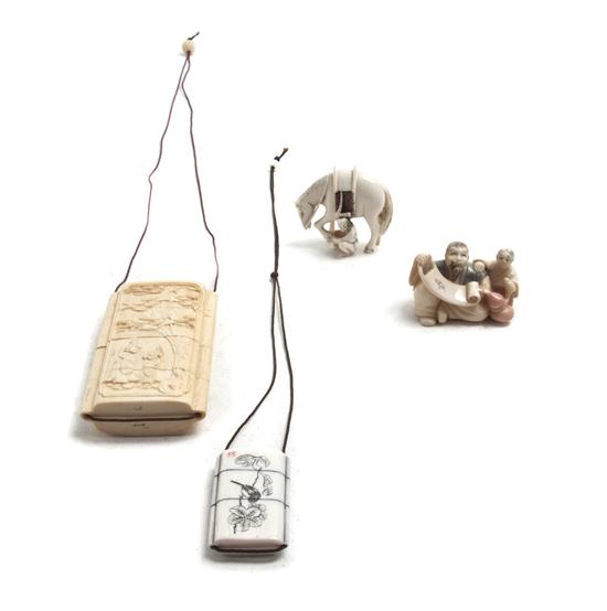 Four Japanese Carved Ivory Articles