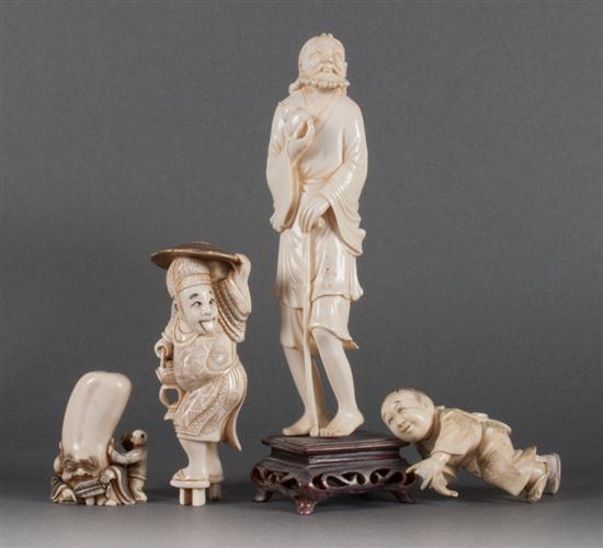Four Japanese carved ivory