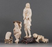 Four Japanese carved ivory fig