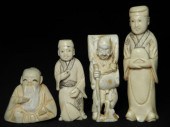 Four Japanese carved ivory Kat