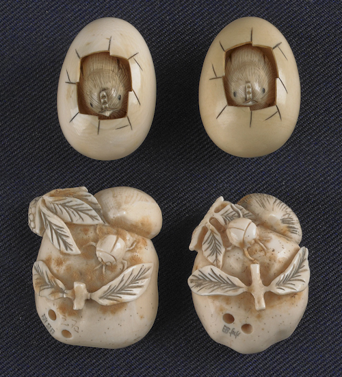 Four Japanese carved ivory