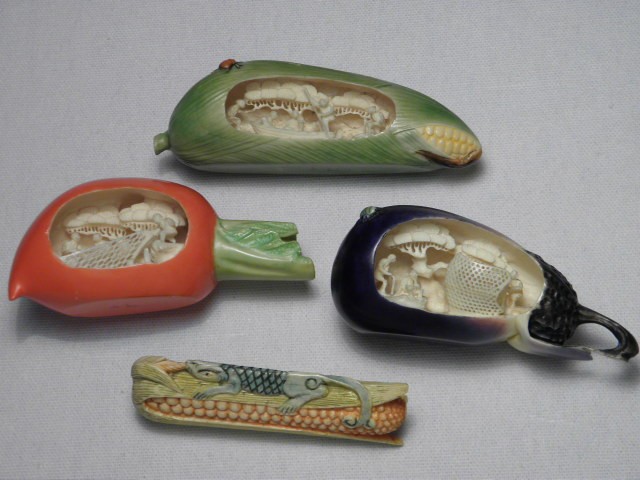 Four Japanese carved ivory