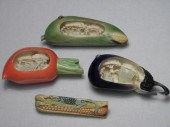 Four Japanese carved ivory veg