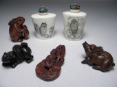 Four Japanese carved wood Kata