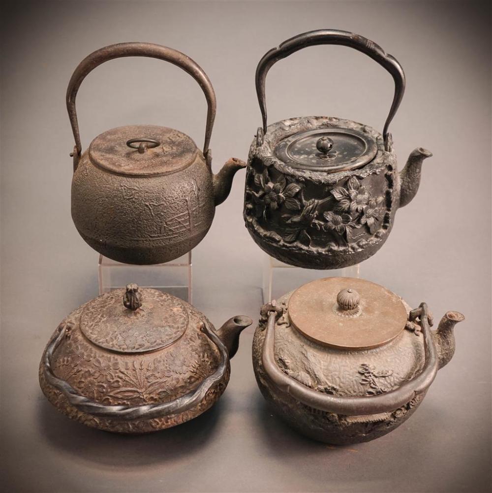 FOUR JAPANESE CAST-IRON TETSUBIN