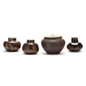 FOUR JAPANESE CERAMIC TEA CADD