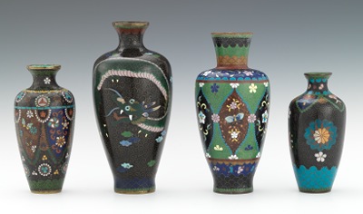 Four Japanese Cloisonne Vases