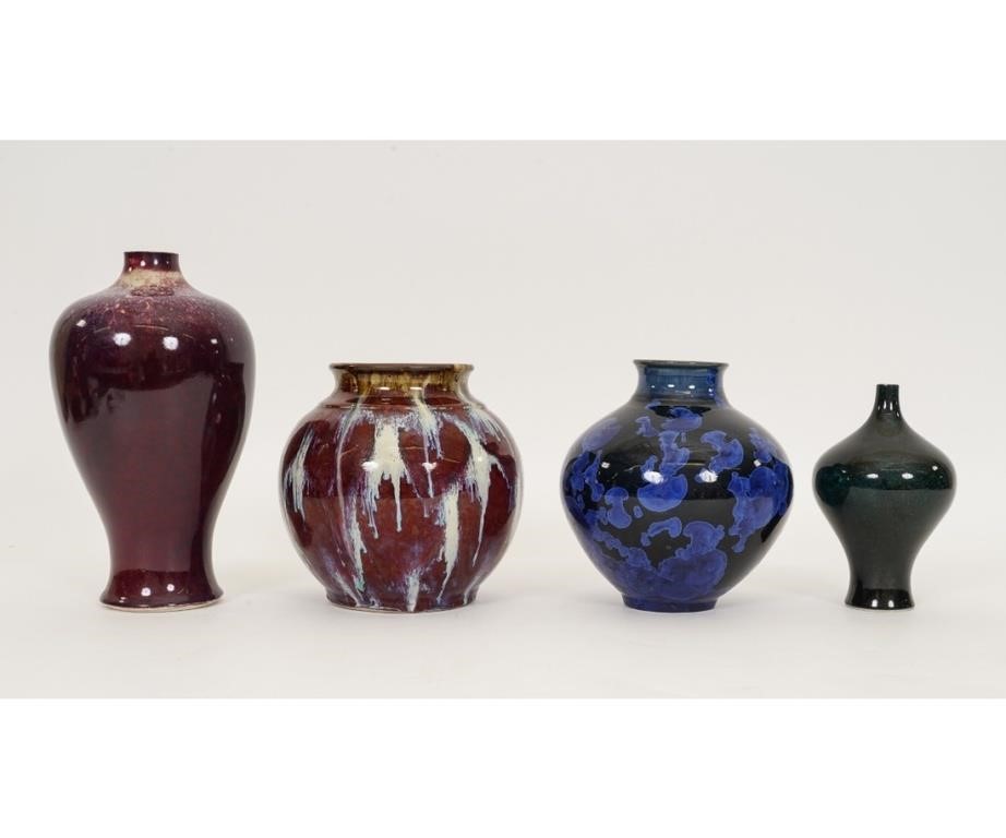 Four Japanese colorful glazed